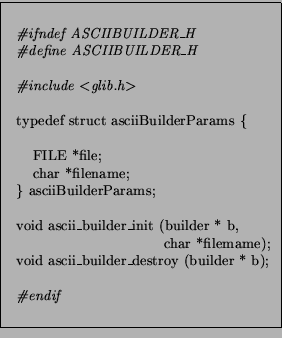 \fbox{\begin{minipage}{7cm}
\begin{small}
\begin{tabbing}
t \=
tt \=
tttttttttt...
...der * b);\\
\\
\>{\it\char93 endif}\\
\end{tabbing}\end{small}\end{minipage}}